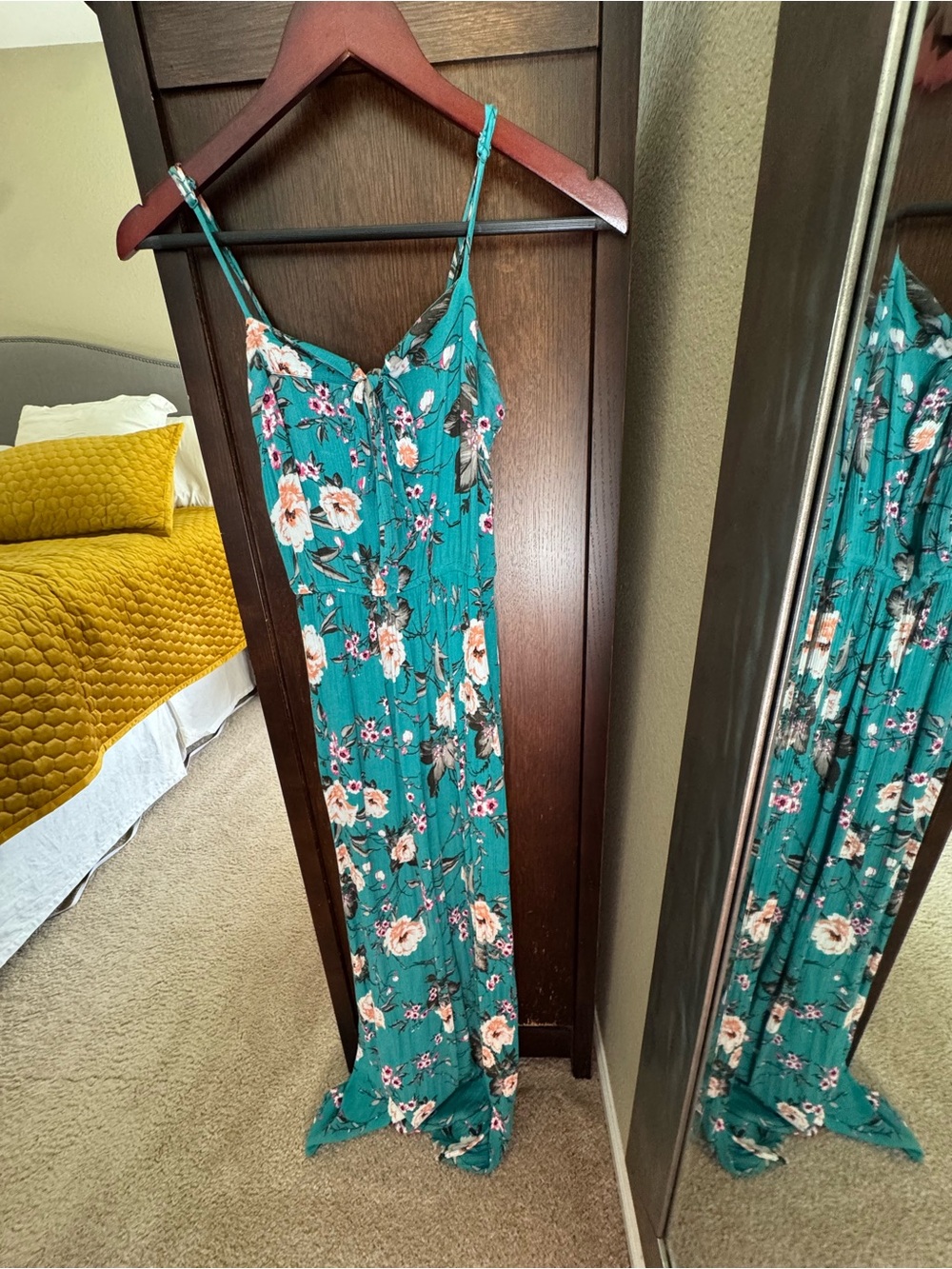 Xhilaration Teal Floral Maxi Dress